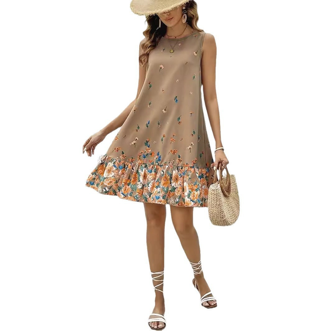 Elegant Sleeveless Positioning Print Spring And Summer Women's Clothing Dress