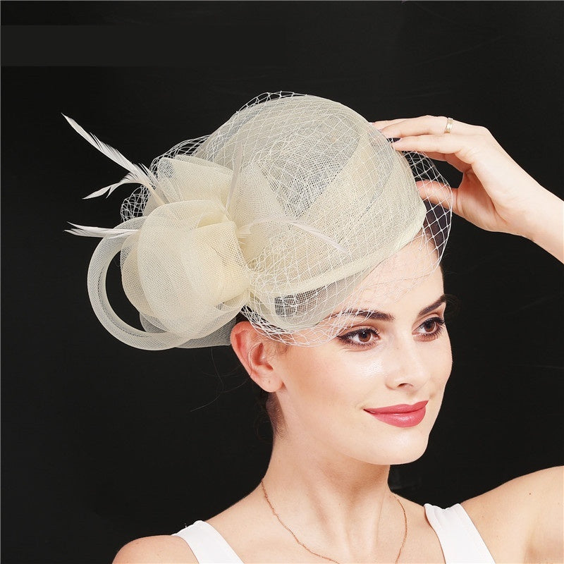 Handmade Noble High-end Linen Headdress Vintage Top Hat