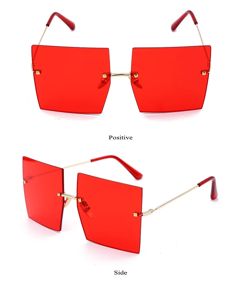 New Square Rimless Metal Sunglasses