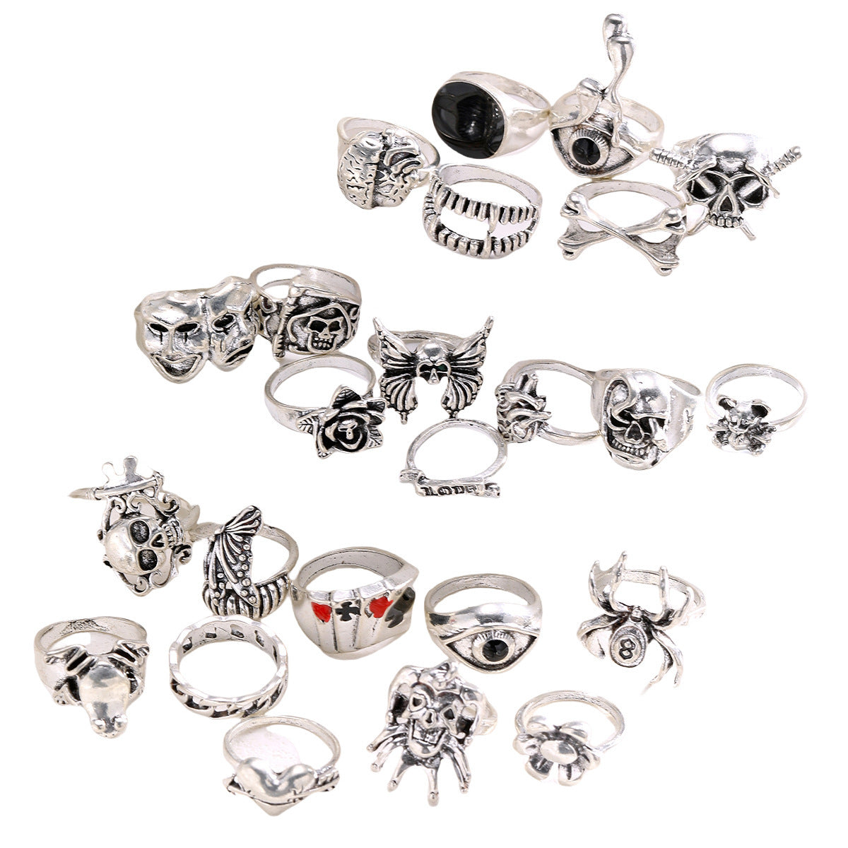 Dark Hip Hop Skull Spider High Profile Retro Ring