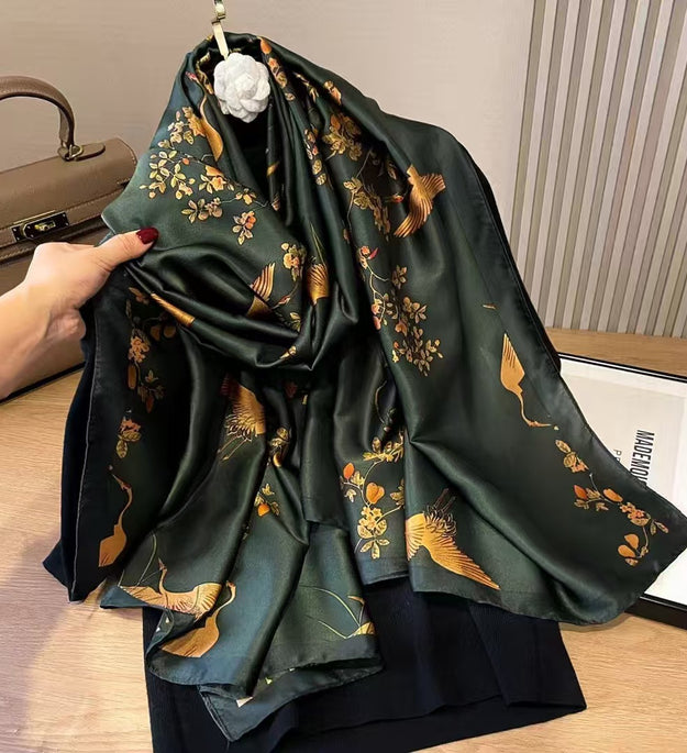 Xiang Yun Satin Long  Korean Fashion Printed Scarf