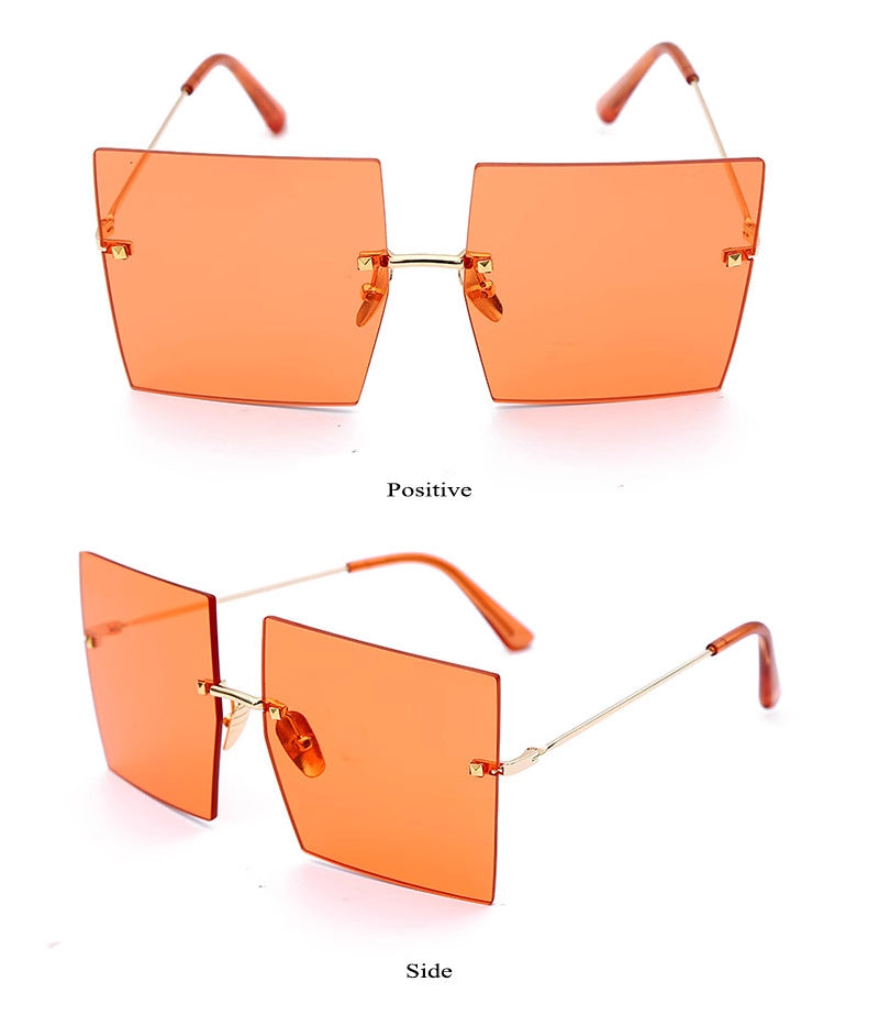 New Square Rimless Metal Sunglasses