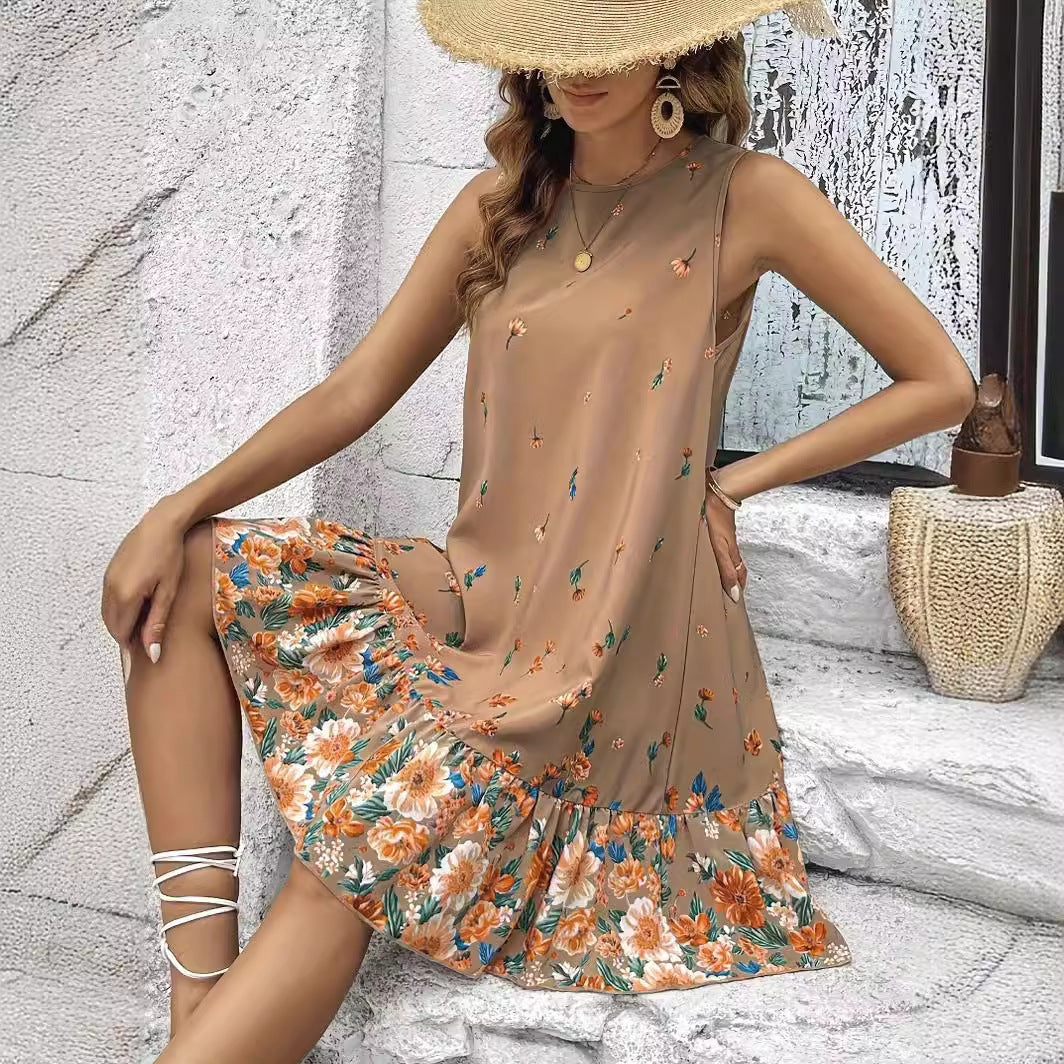 Elegant Sleeveless Positioning Print Spring And Summer Women's Clothing Dress